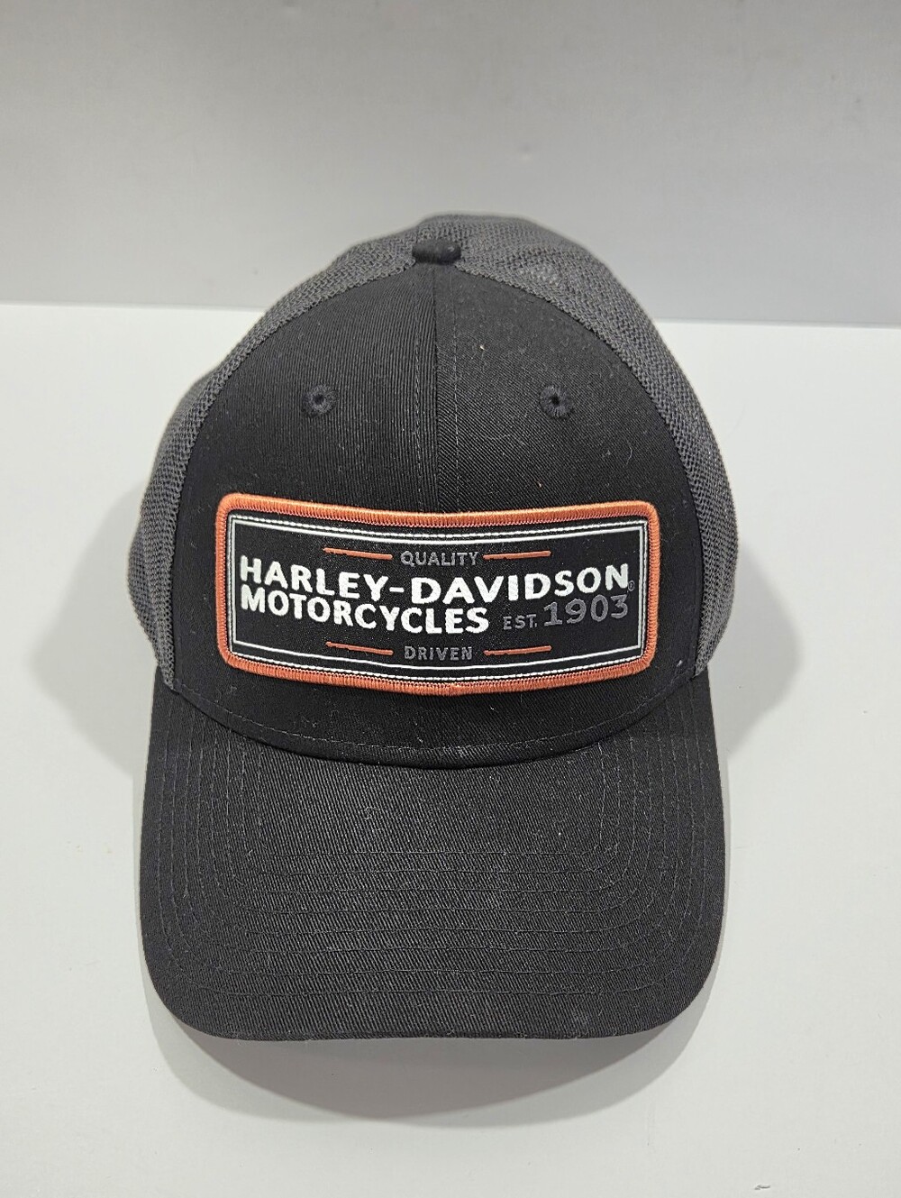 Harley-Davidson New Era Mesh Cap Hat Size L/XL Black Pre-owned